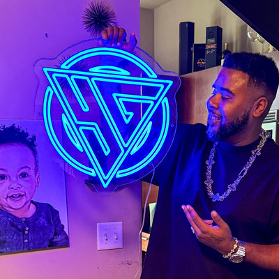 Twisted Vine neon sign with skull and vine design, wall decor in modern living room