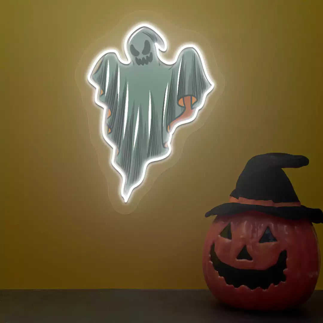 Phantom ghost Neon Artwork | White