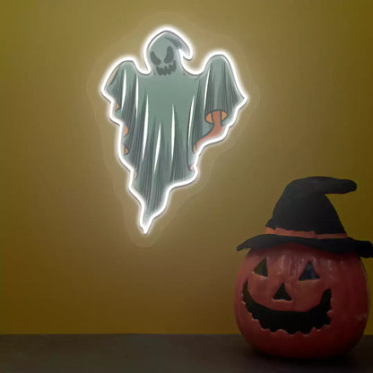 Phantom ghost Neon Artwork | White