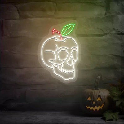 Poison Apple Skull Neon Sign | White
