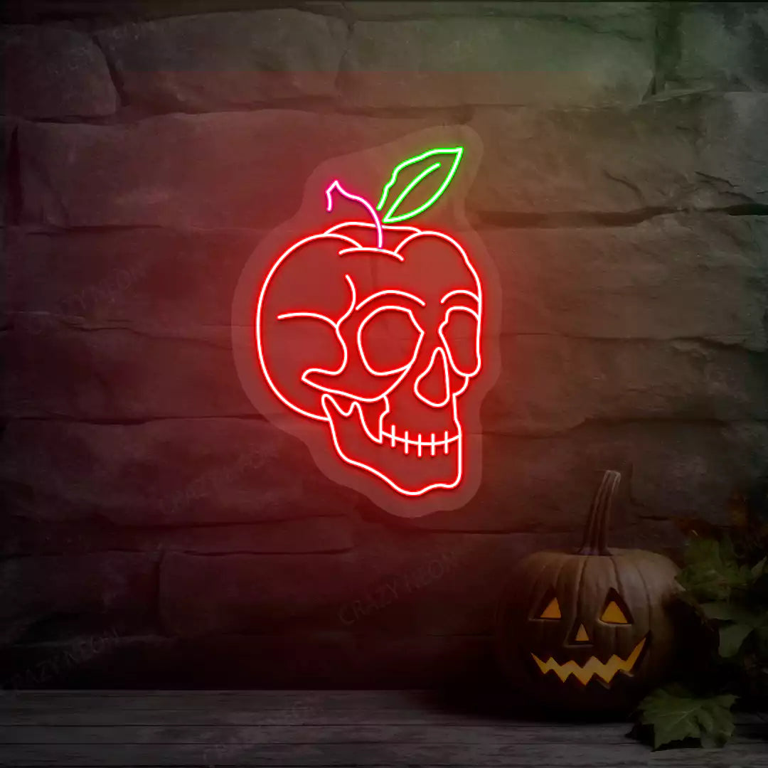 Poison Apple Skull Neon Sign | Red