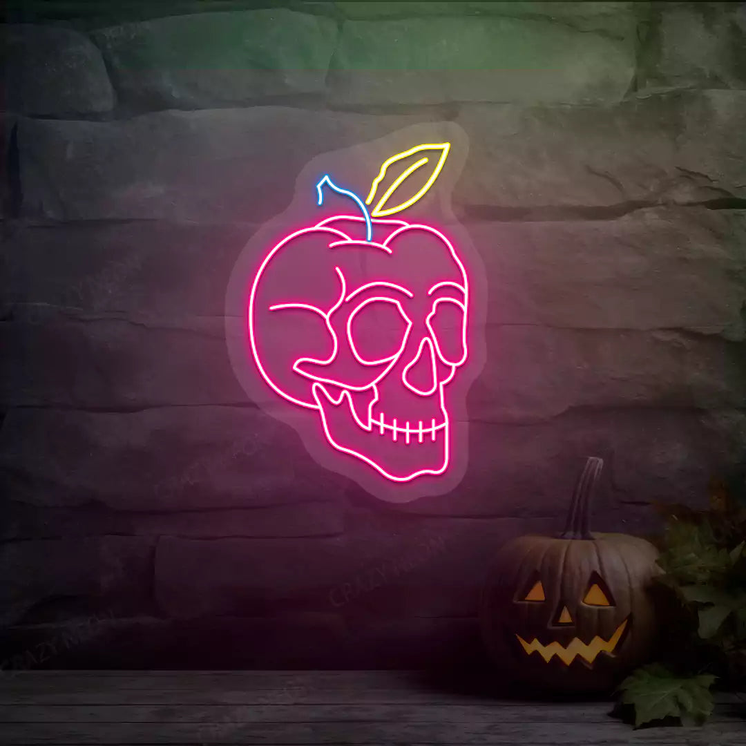 Poison Apple Skull Neon Sign | Pink