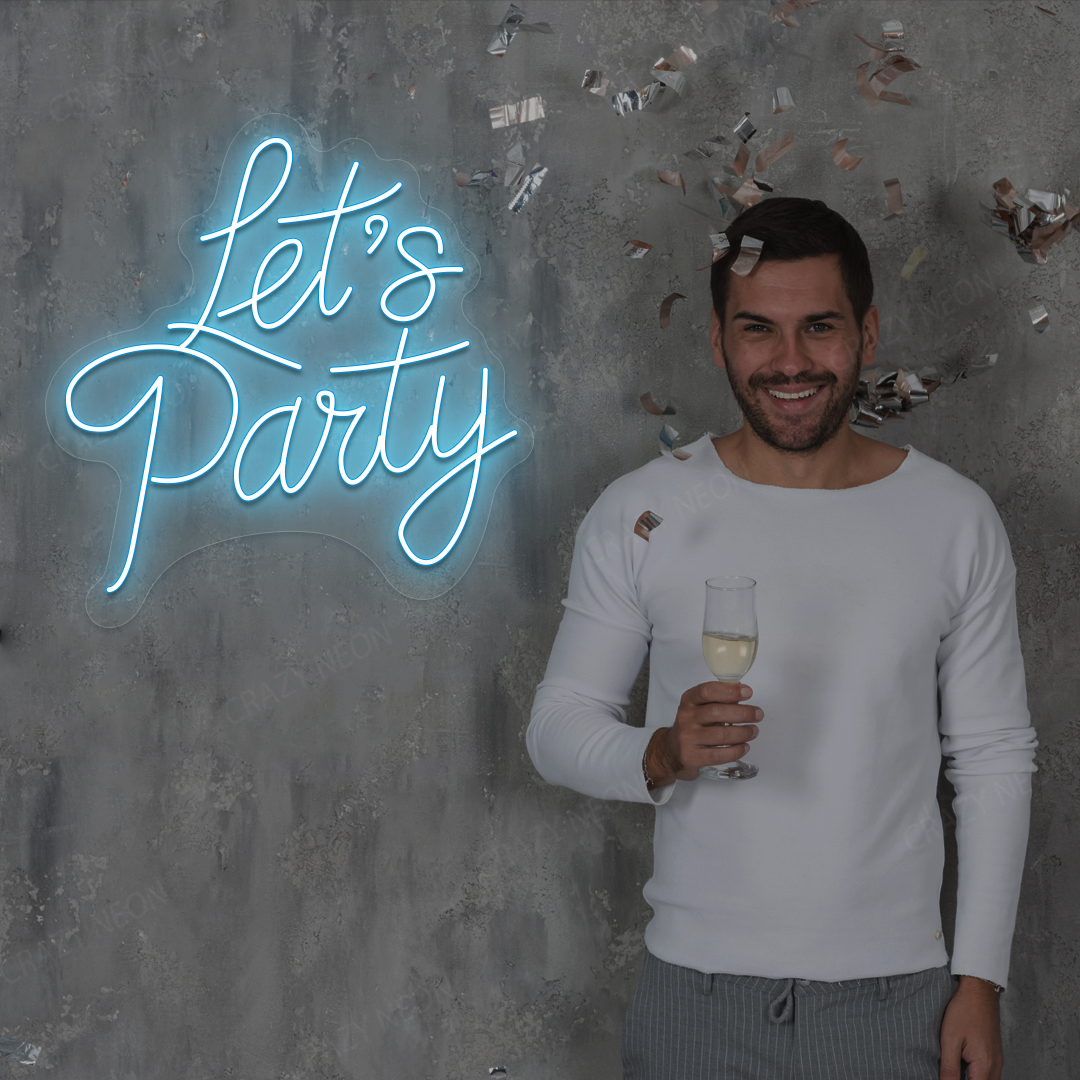 Let’s Party LED Neon Sign | Iceblue