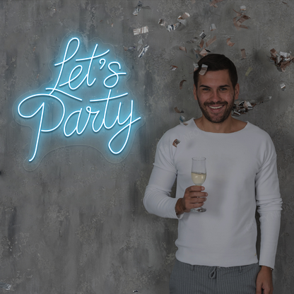 Let’s Party LED Neon Sign | Iceblue