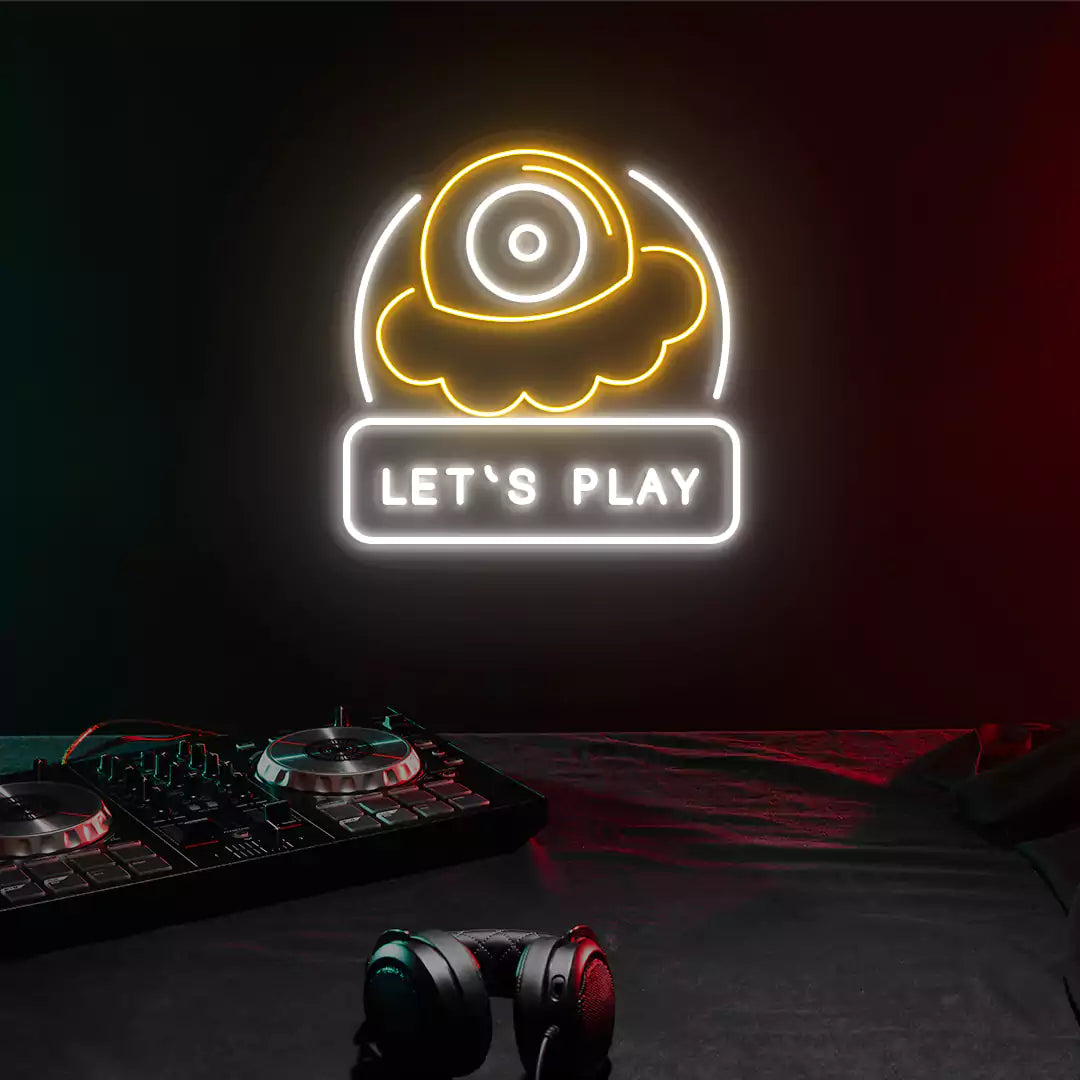 Let's Play Gaming Neon Sign in orange color