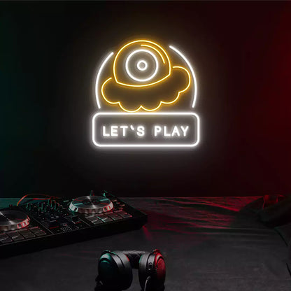 Let's Play Gaming Neon Sign in orange color