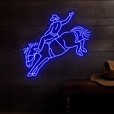 Rodeo Cowboy Neon Sign | Blue