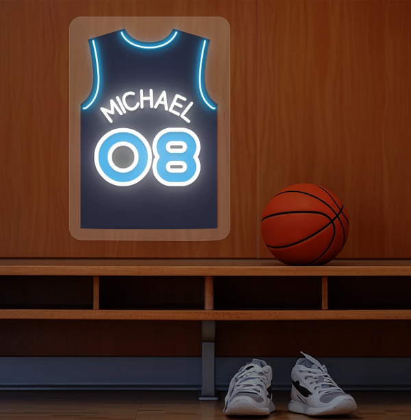 Personalized MEM Jersey Basketball Neon Artwork Sign
