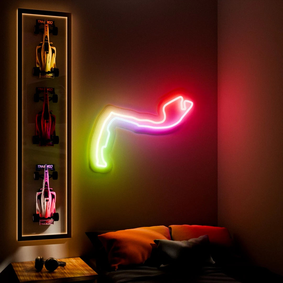 RGB Flow Monaco Grand Prix Circuit LED neon wall sign in red yellow and blue
