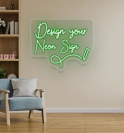 Custom design your neon sign wall decor in modern living room setup