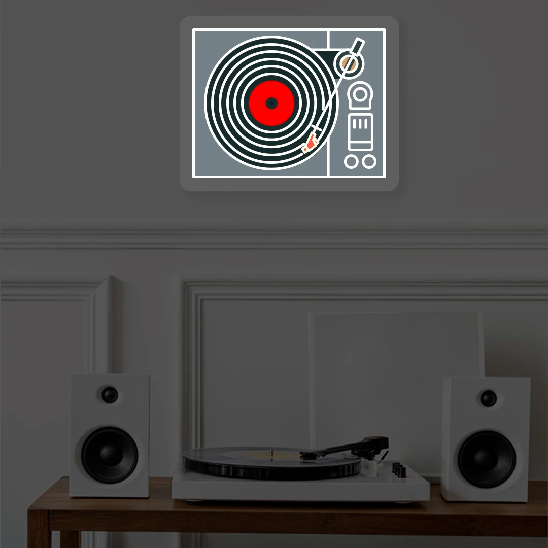 Vinyl Player Non Lit Neon Artwork mounted on Wall