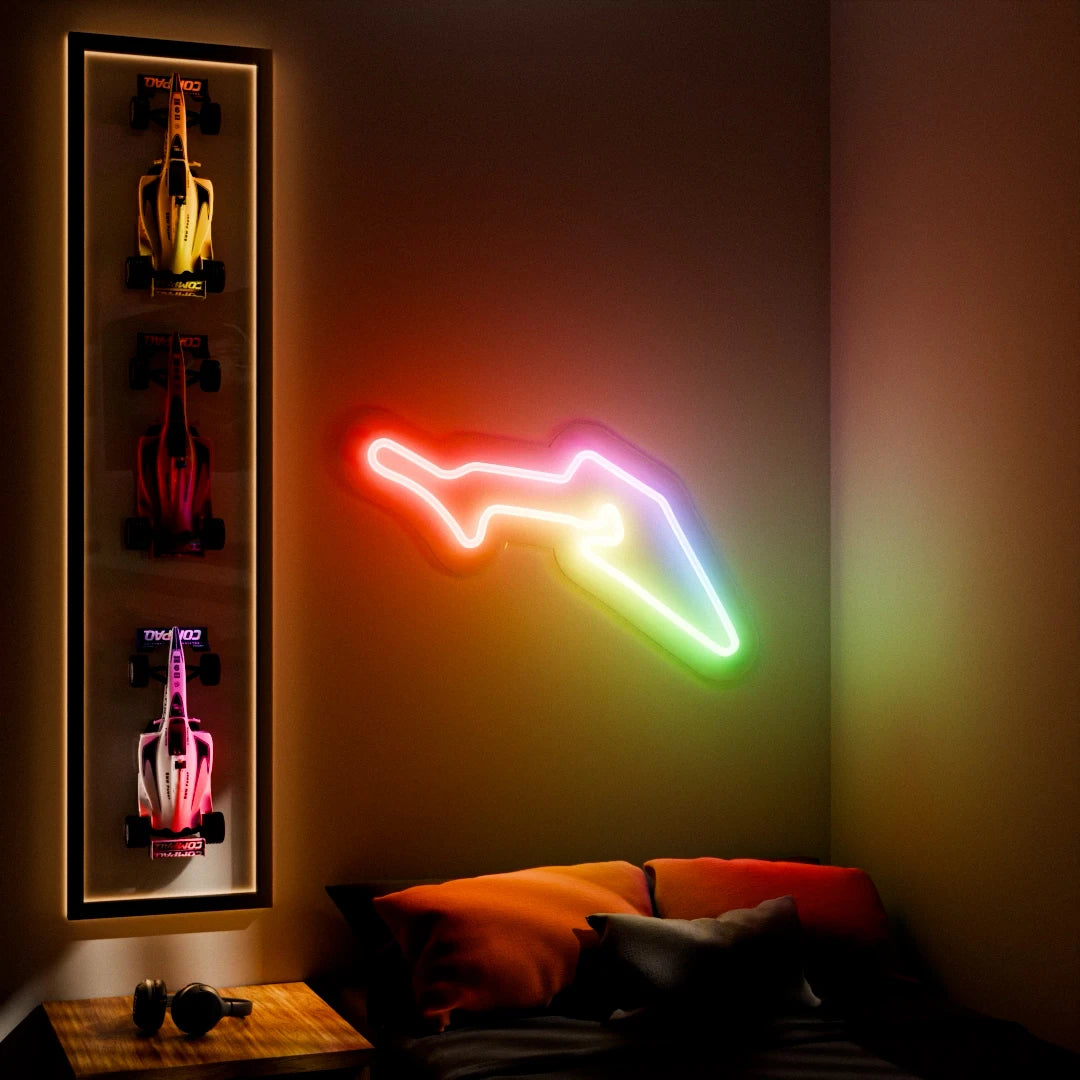 RGB Flow Nurburgring Grand Prix Circuit F1 Race Track LED neon wall sign in yellow blue and red