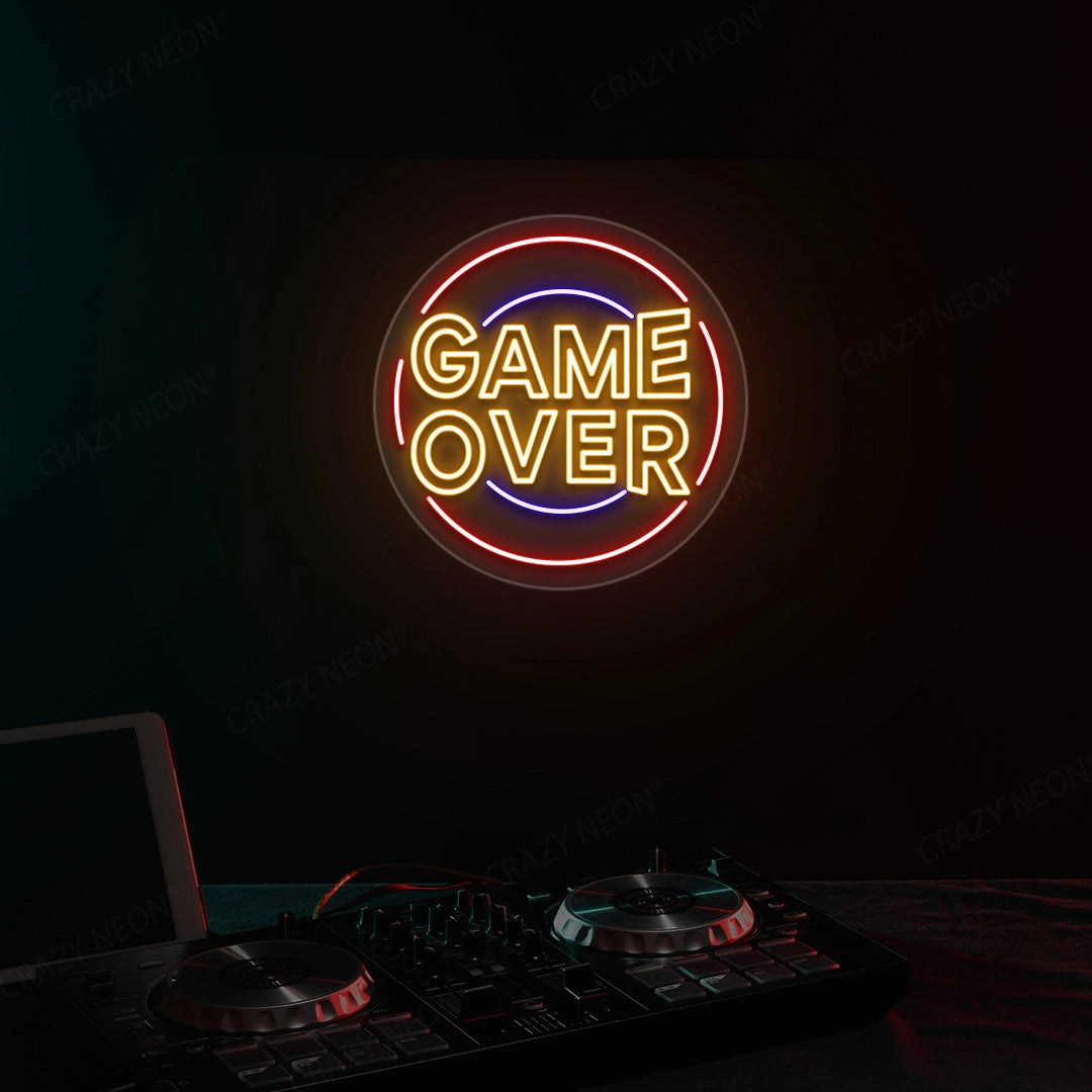 Cool Game Over Neon Sign | Orange