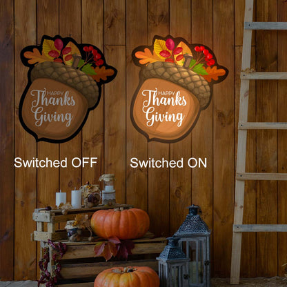 Happy Thanksgiving With Acorn Nut Illuminated Sign | CNUS021945