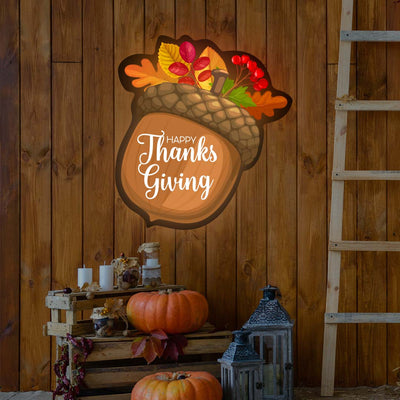 Happy Thanksgiving With Acorn Nut Illuminated Sign