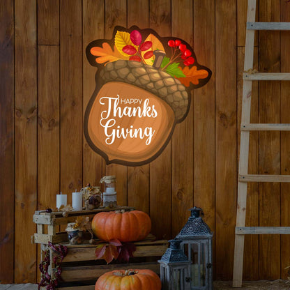 Happy Thanksgiving With Acorn Nut Illuminated Sign | CNUS021945