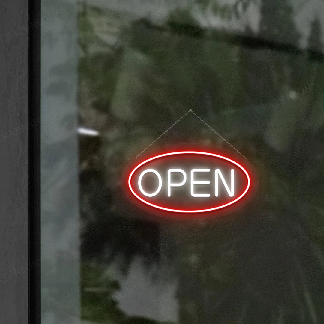 Oval Shaped Open Neon Sign