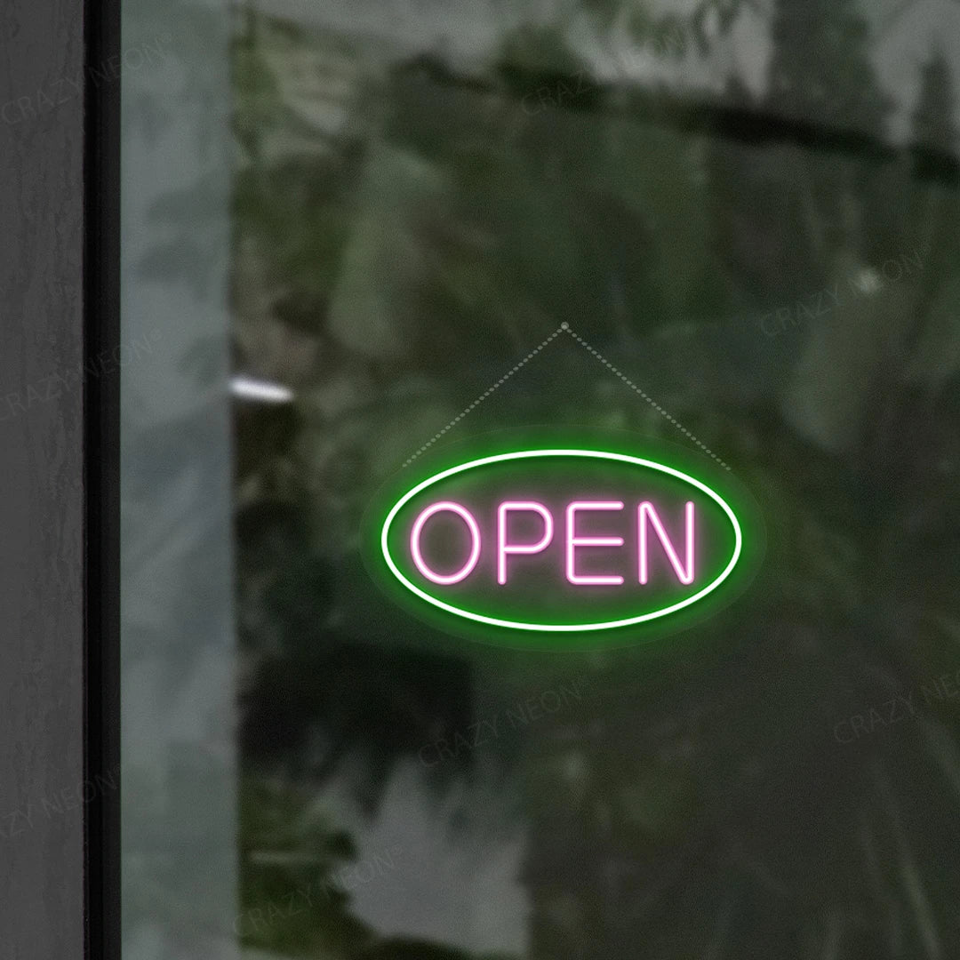 Oval Shaped Open Sign | Green