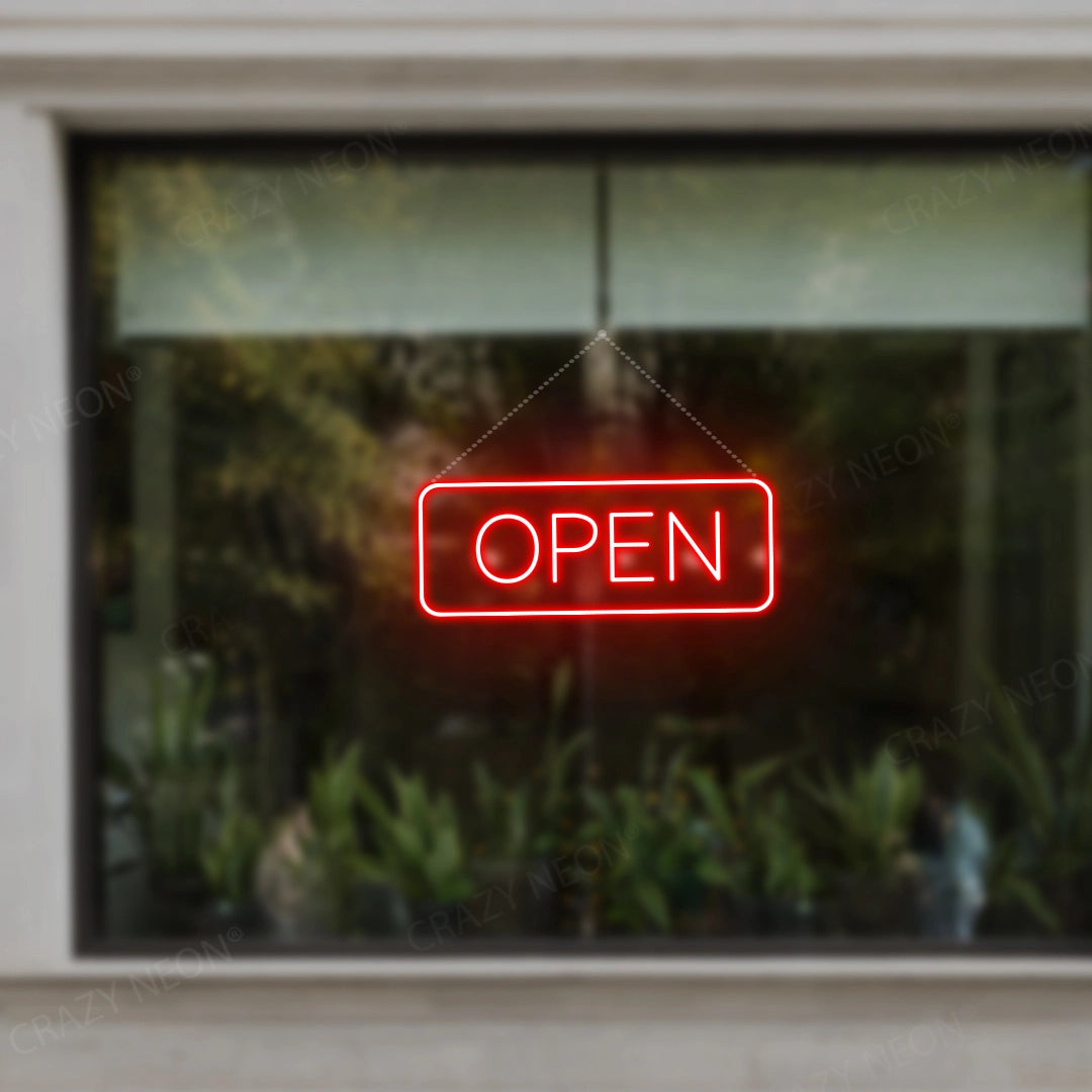 Open Neon Sign Rectangle Shape