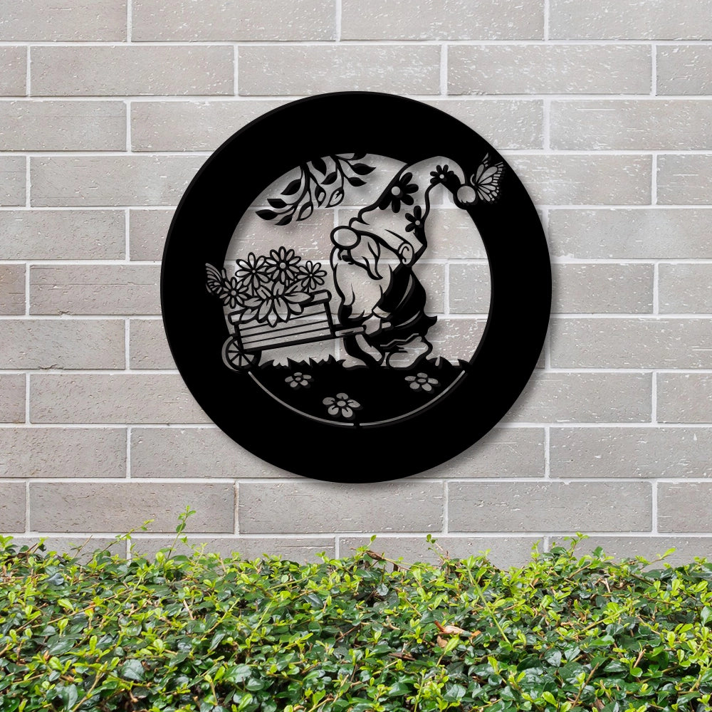 Garden Gnome Metal Wall Art Sign