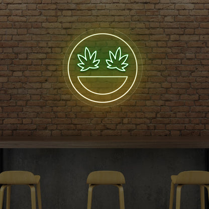 Smiley Weed Neon Sign | yellow