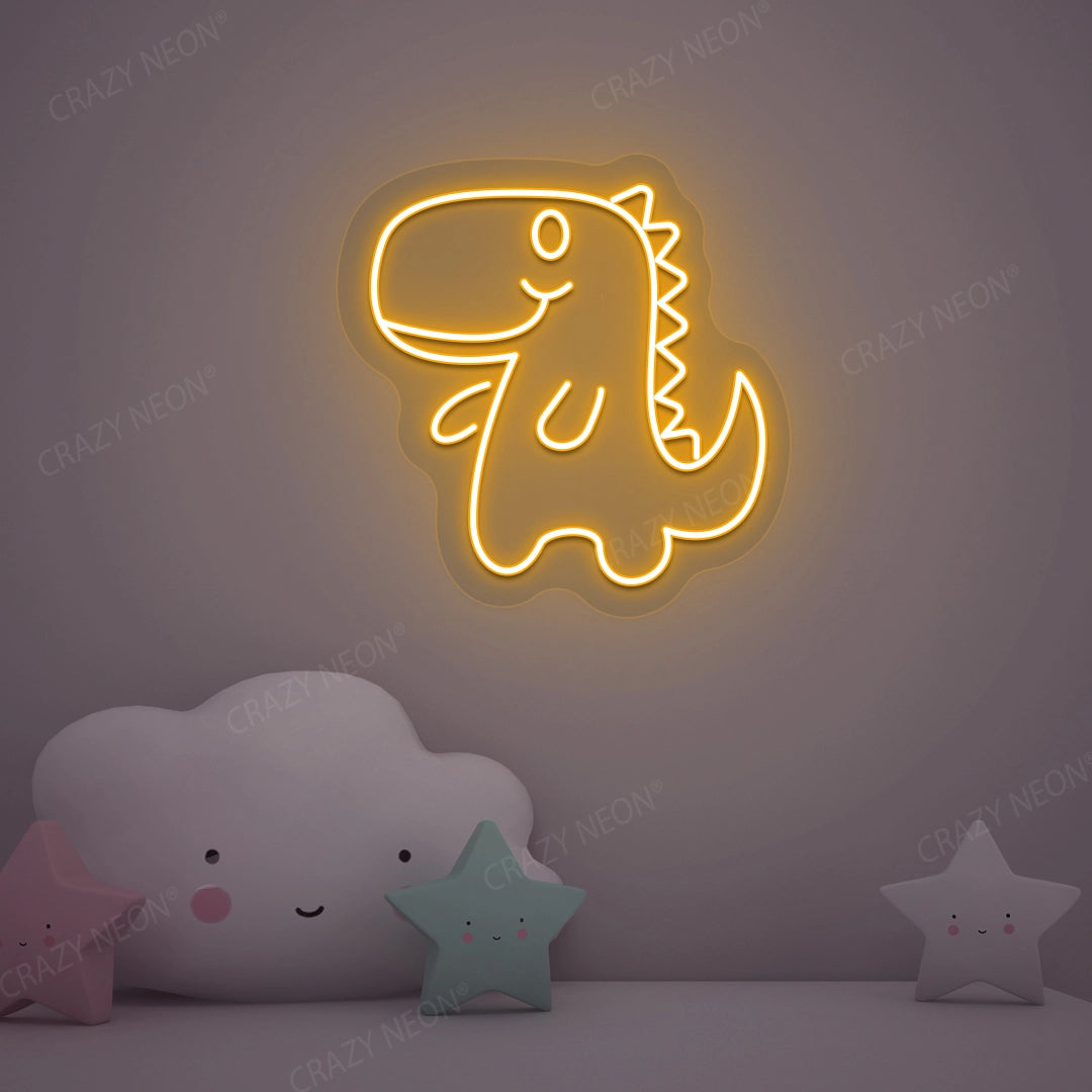 Cute Little Dinosaur Neon Sign | Orange