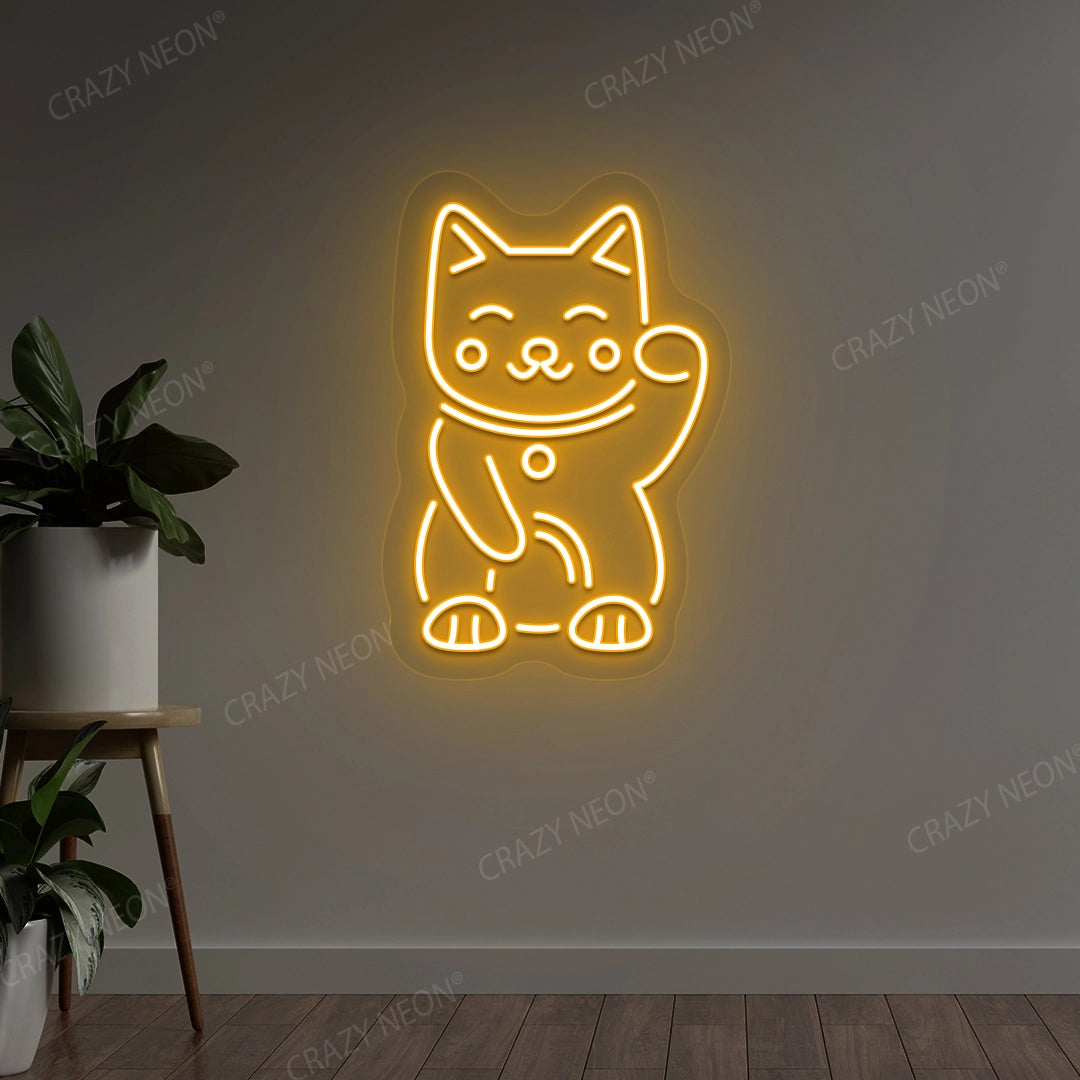 Charming Cat Neon Sign | Orange