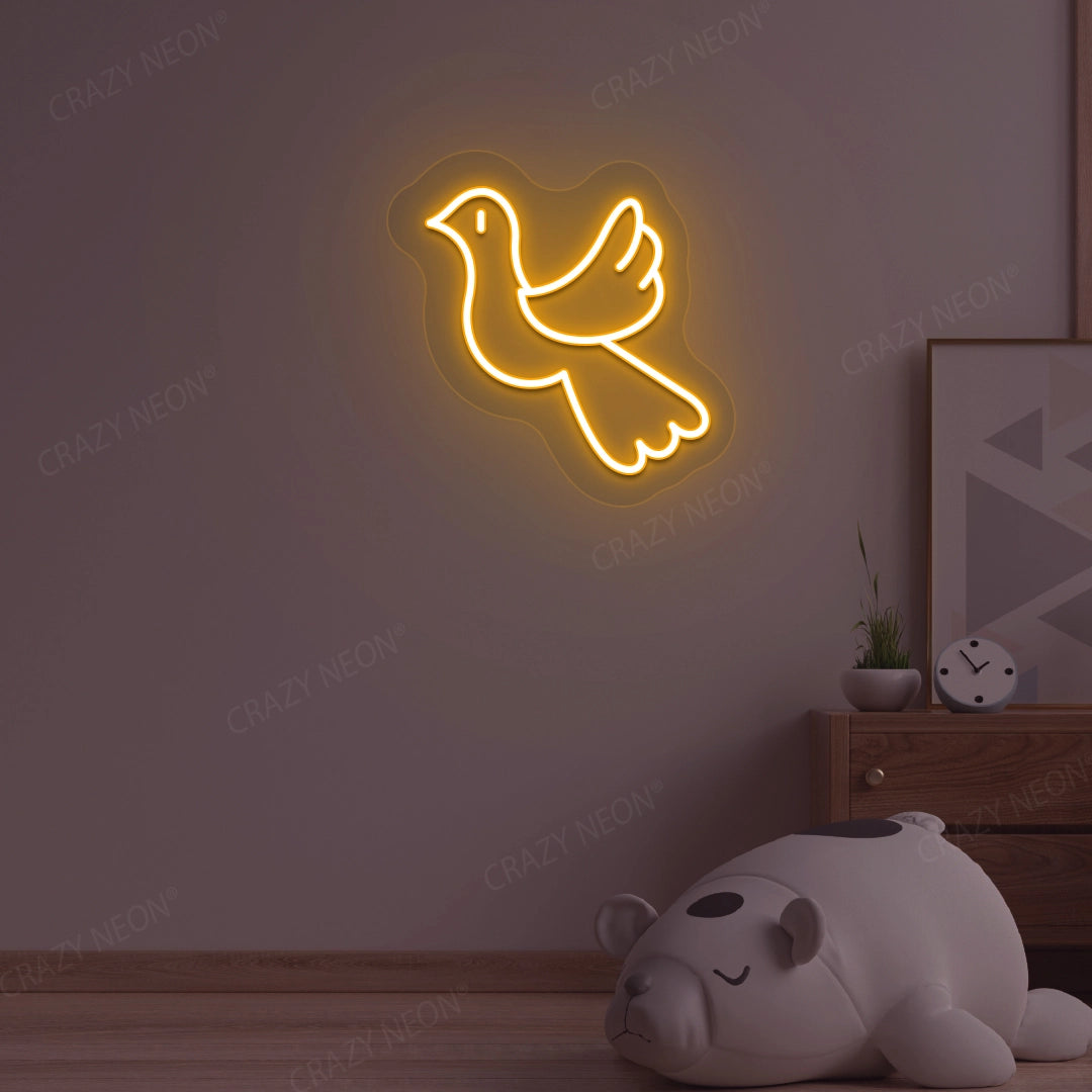 Dove Bird Neon Sign | Orange