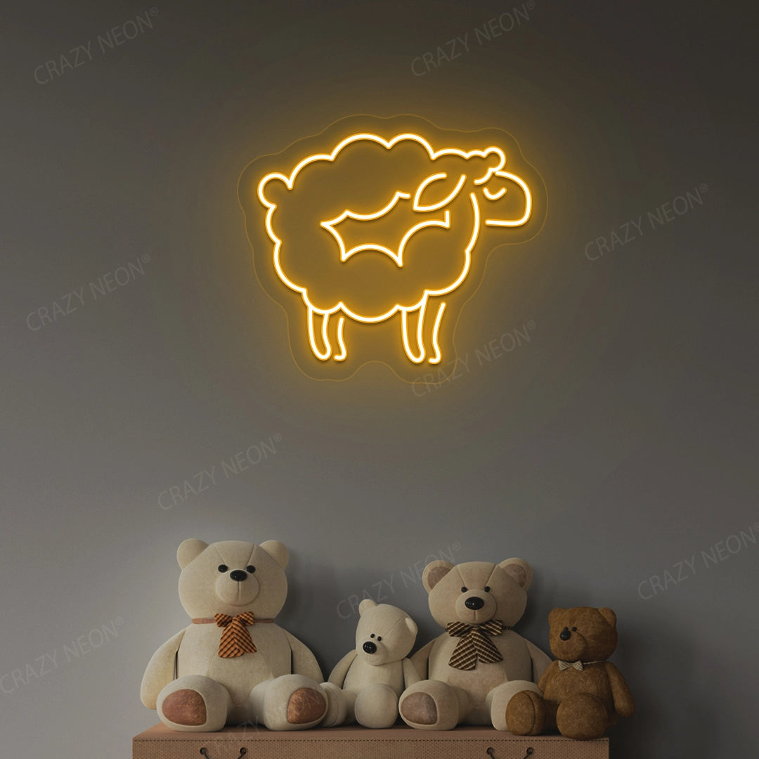 Sheep Icon Neon Sign | Orange