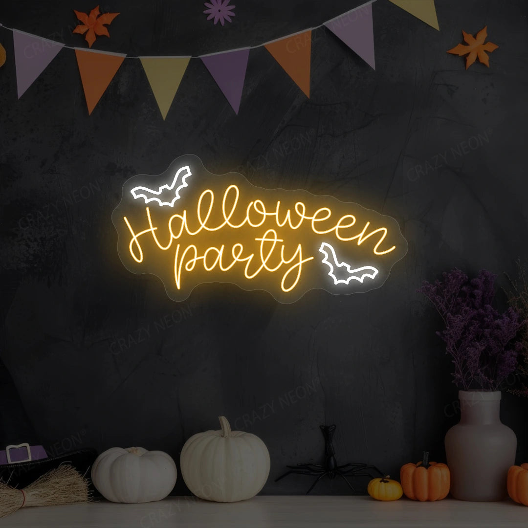 Halloween Party Neon Sign | Orange