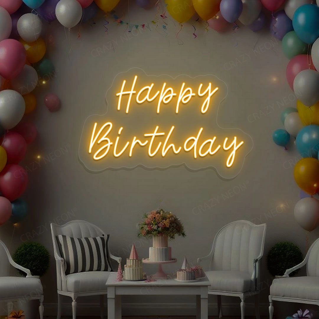 Happy Birthday Neon Sign | Orange