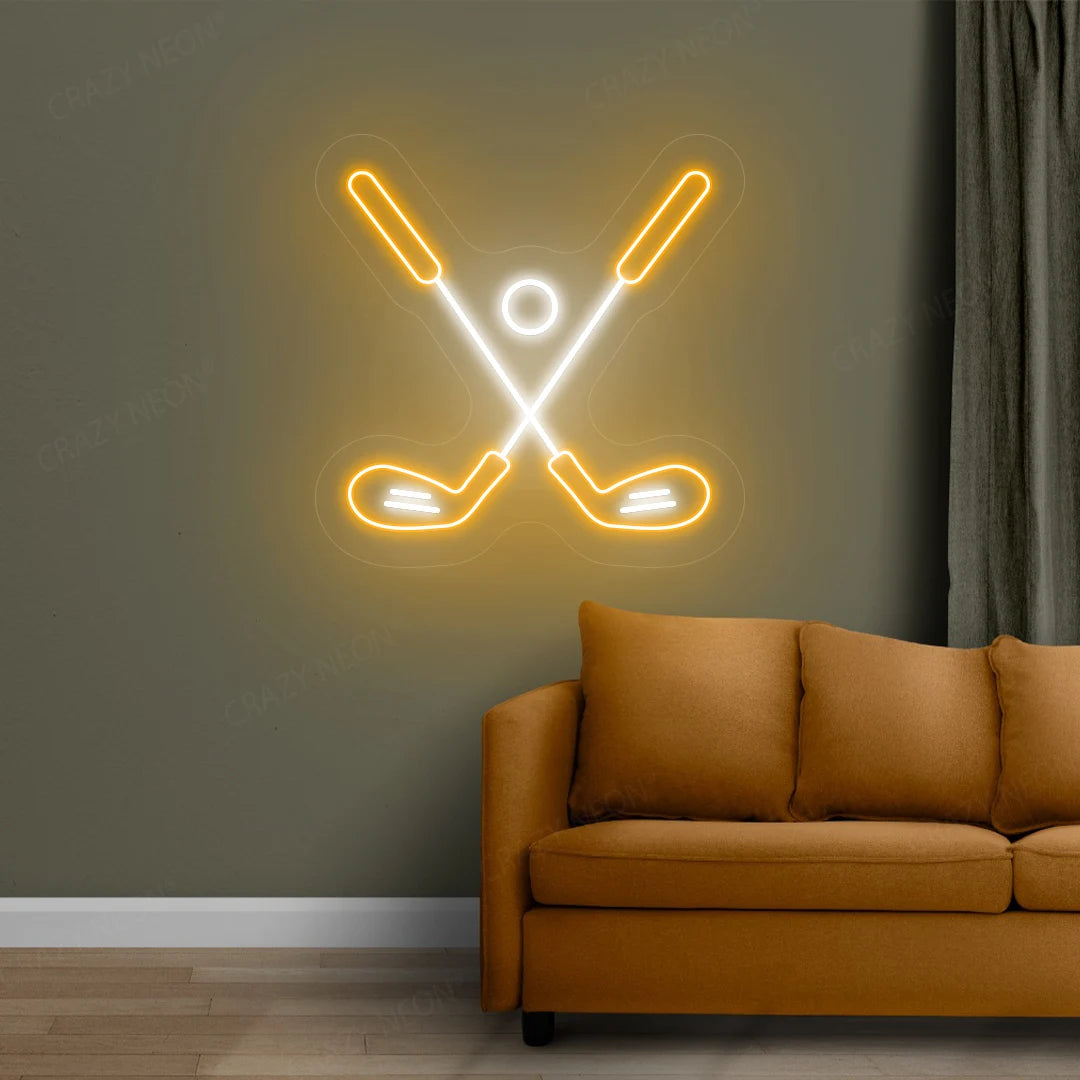 Golf Stick and Ball Neon Sign | Orange