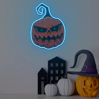 Menacing Pumpkin Neon Artwork | Iceblue
