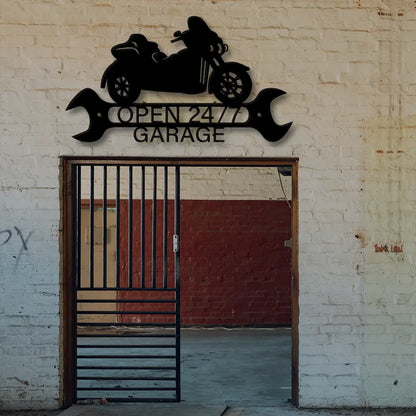 Open Garage Metal Wall Sign