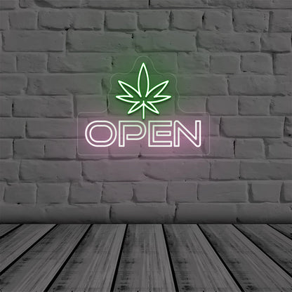 Weed Open Sign | pink