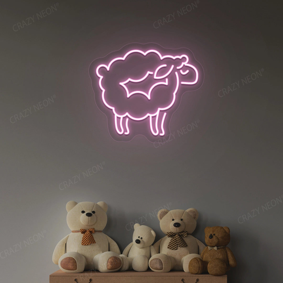 Sheep Icon Neon Sign | Pink