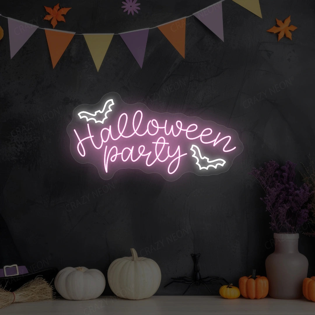 Halloween Party Neon Sign | 
pink