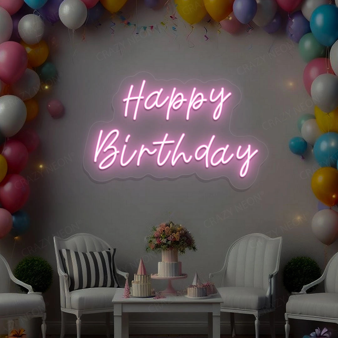 Happy Birthday Neon Sign | Pink