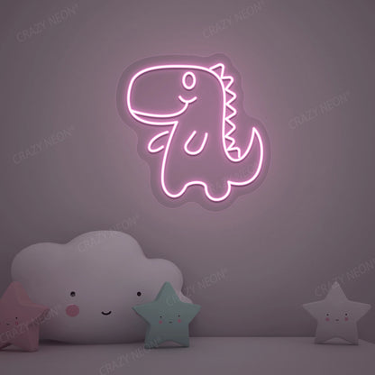 Cute Little Dinosaur Neon Sign | Pink