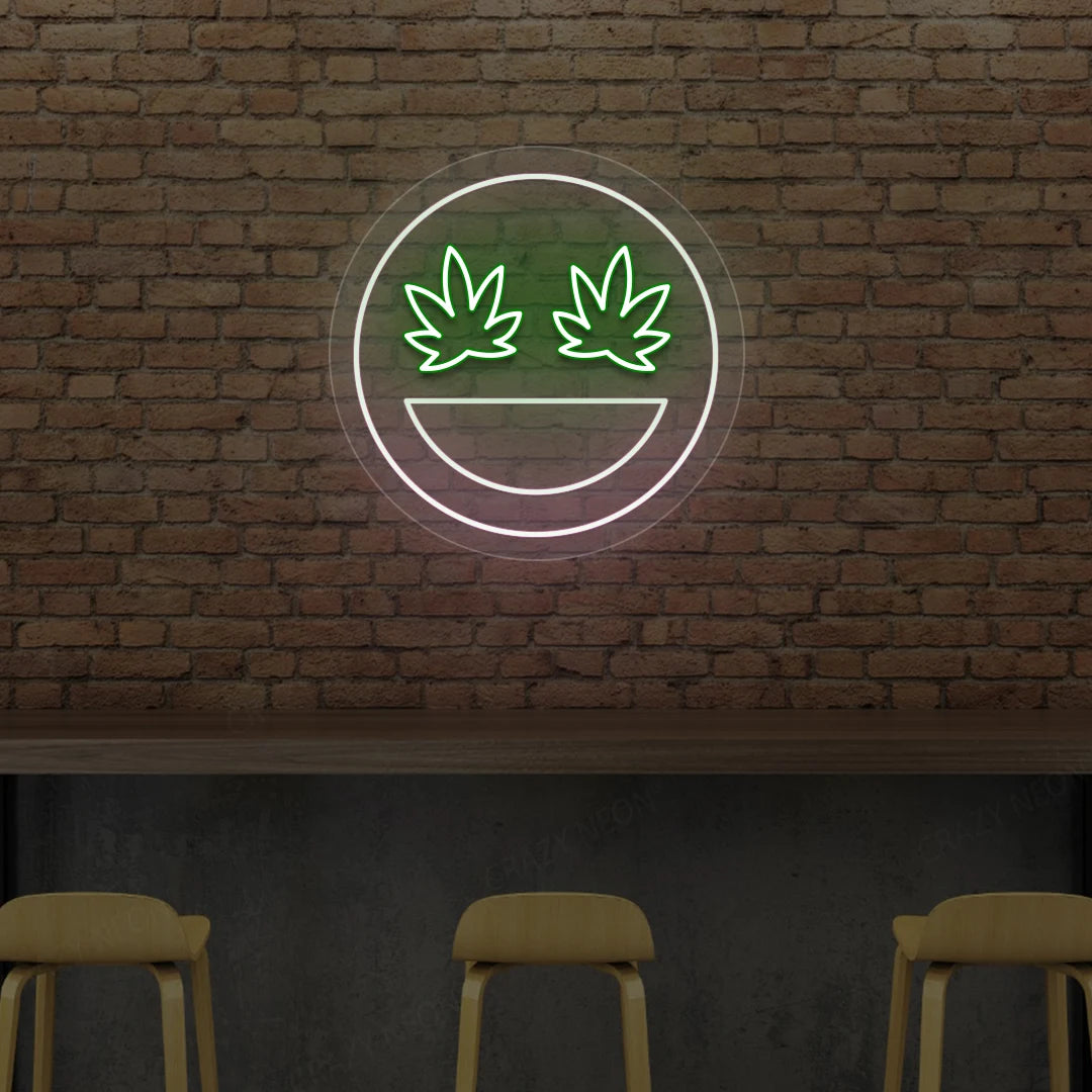 Smiley Weed Neon Sign | pink