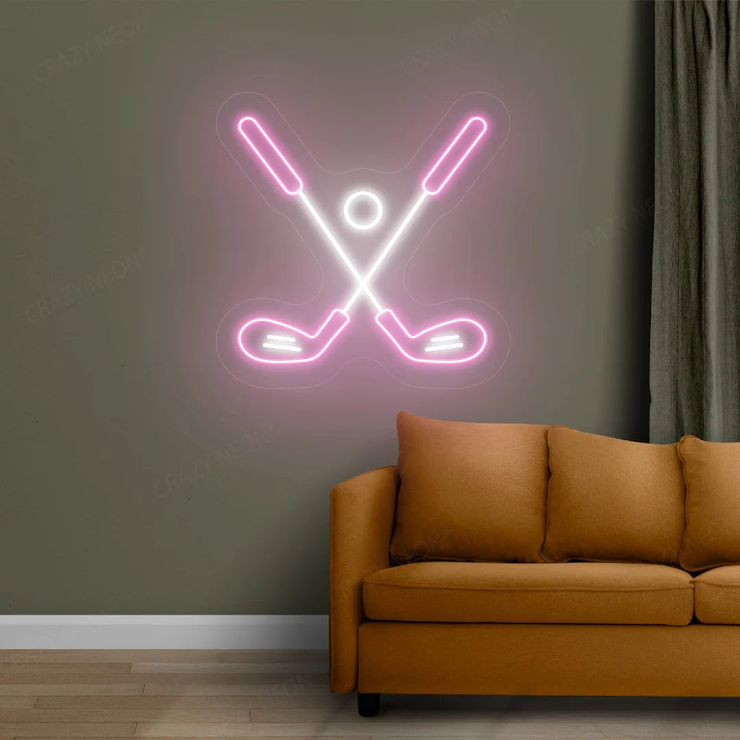 Golf Stick and Ball Neon Sign | Pink