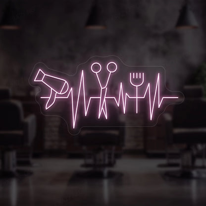 Heartbeat Hair Salon Neon Sign | Pink 