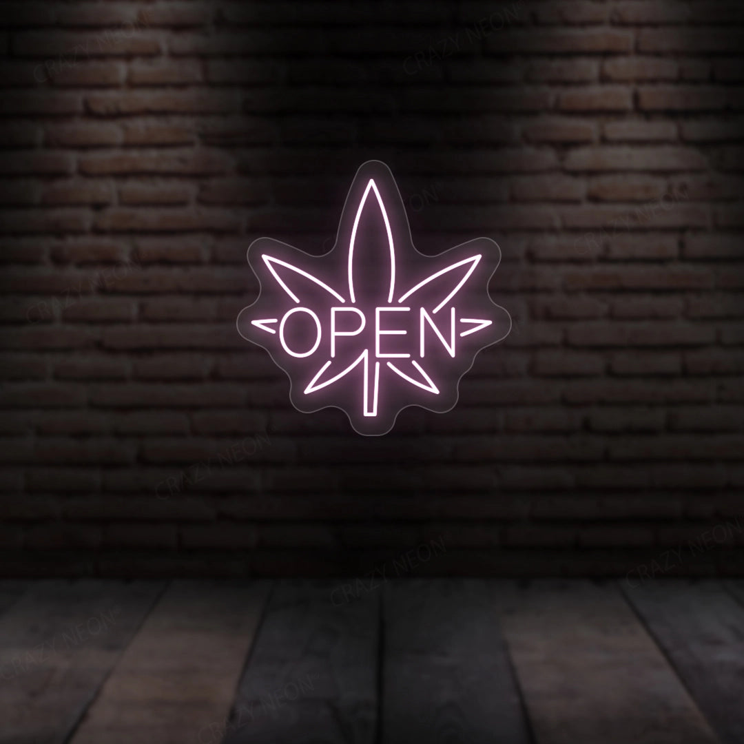 Weed Open Neon Sign | Pink