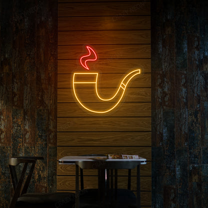 Classic Smoking Pipe Neon Sign in Red Color