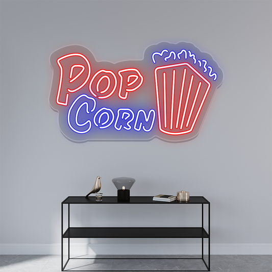 Popcorn with Bucket Neon Sign