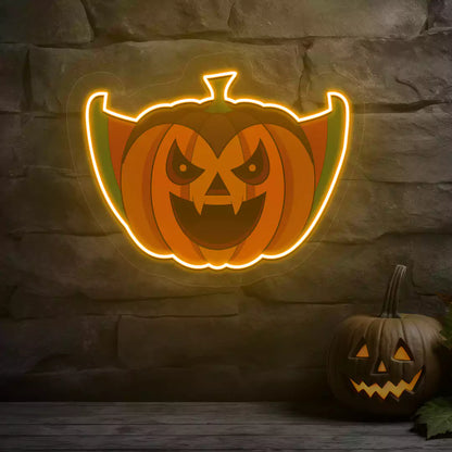Vampire Pumpkin Neon Artwork | Orange