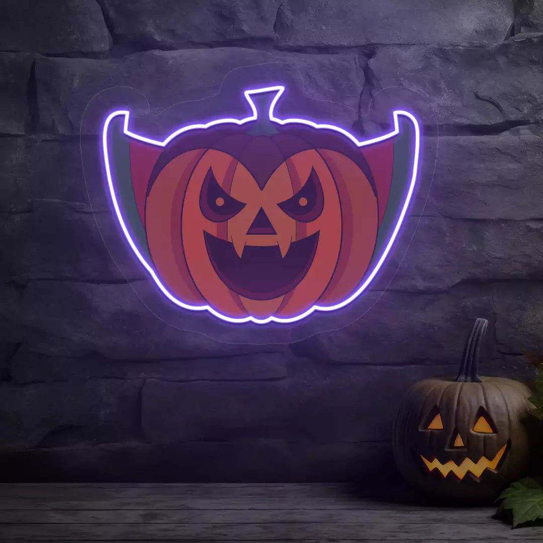 Vampire Pumpkin Neon Artwork | Blue