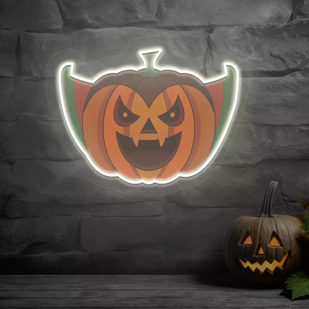 Vampire Pumpkin Neon Artwork | Warmwhite