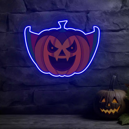 Vampire Pumpkin Neon Artwork | Blue