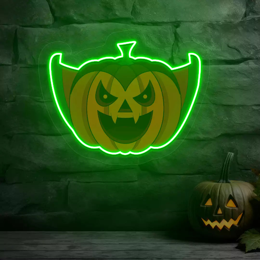 Vampire Pumpkin Neon Artwork | Green